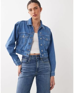 HUGO – galatea – cropped-jeansjacke - Blau