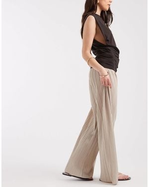 ONLY Plisse Wide Leg Pants - Natural