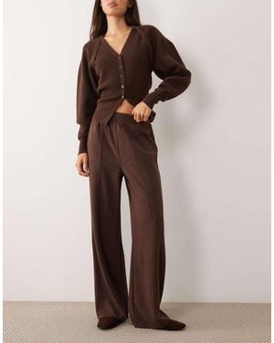 New Look Wide Leg Knitted Pant Co-ord - Brown