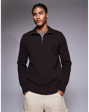 River Island Textured Half Zip Jumper - Grey