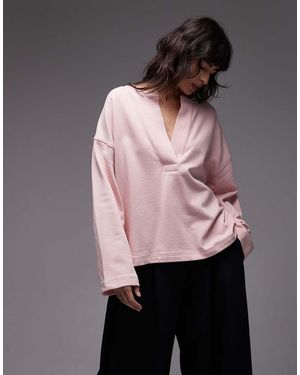 ARKET Pure Cotton V-neck Sweatshirt - Pink