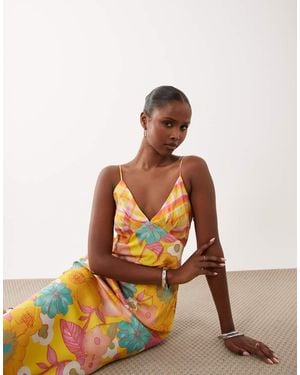 Never Fully Dressed Imogen Satin Cami Biase Maxi Dress - Orange