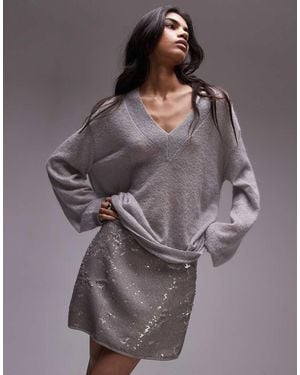 TOPSHOP Sequin Micro Mini - Grey