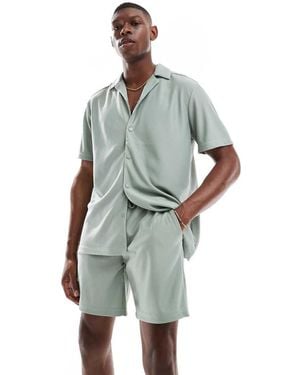 Only & Sons Plisse Shorts Co-ord - Green