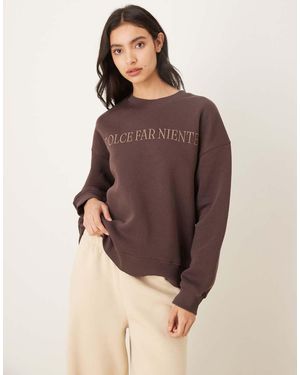 Gina Tricot Printed Graphic Relaxed Fit Jumper - Brown