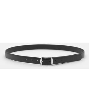 Pull&Bear Thin Belt With Square Buckle - White