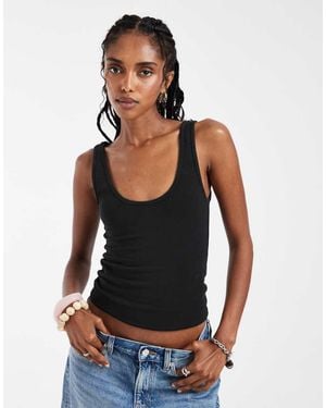 Hollister Plunge Neck Tank Top - Black