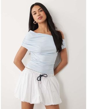 ASOS Slinky Ruched One Shoulder Asym Top - White