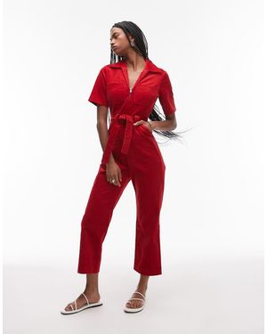 & Other Stories Belted Corduroy Jumpsuit - Red