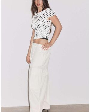 Stradivarius Poplin Cargo Trousers - White