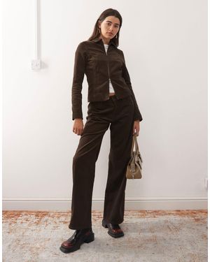 Weekday Mid Waist Straight Leg Cord Pants - Natural