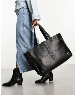 Muubaa Square Leather Tote Bag - Blue