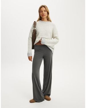 Cotton On Luxe Striped Crew Jumper - Natural