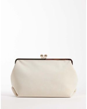 ASOS Bolso Clutch Extragrande De Tejido Efecto Terciopelo Con Estructura De -Blanco - Neutro