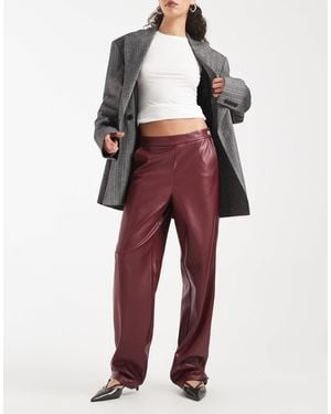 ONLY High Waist Faux Leather Straight Pants - Red