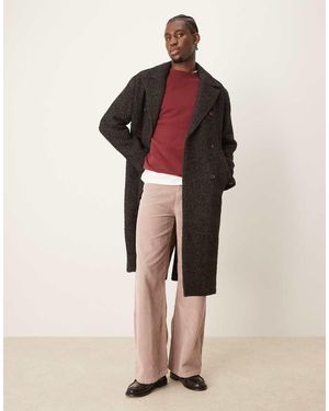 Abercrombie & Fitch Double Breasted Wool Blend Herringbone Overcoat - Natural