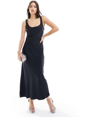 New Look Scoop Neck Maxi Satin Dress - Blue