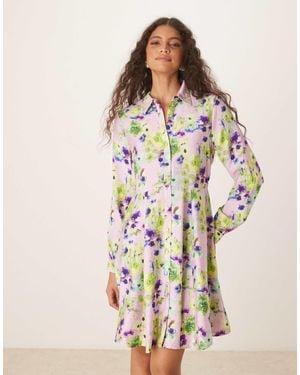 Y.A.S Flippy Hem Mini Shirt Dress - Multicolor