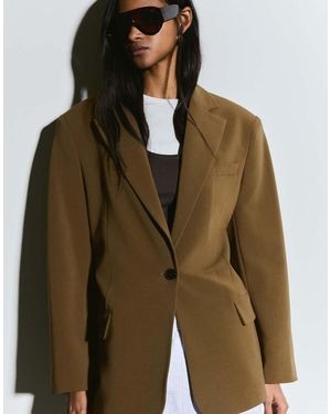 Bershka Blazer With Back Buckle - Green