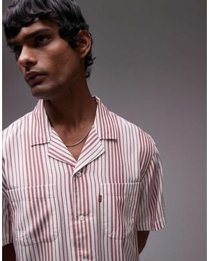 Levi's Classic Camper Short Sleeve Revere Collar Stripe Shirt - Red