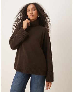 JJXX Roll Neck Oversized Sweater - Brown