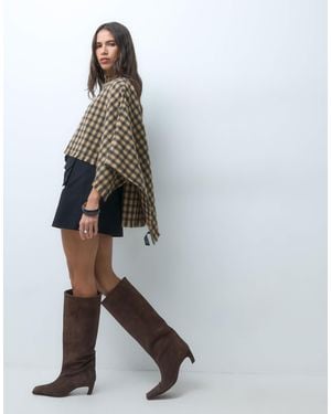 ASOS Woven Check Cape - White