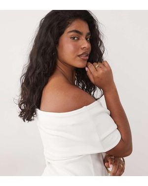 ASOS Asos Design Curve Compact Cotton Bardot Top - White