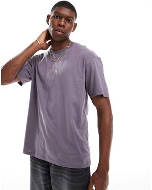 Jack & Jones Oversized T-shirt With Sun Embroidery - Purple