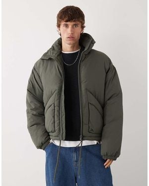 Weekday High Neck Puffer Jacket - Grey