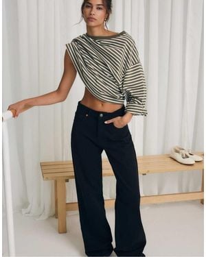 Stradivarius D92 Straight Wide Jeans - White