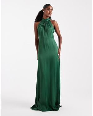Maids To Measure Vestido De Dama De Honor Largo Verde Con Cuello Halter De