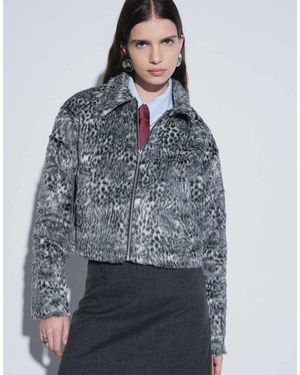 Noisy May Chaqueta Racer De Pelo De Poni Con Estampado De - Azul