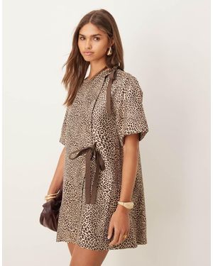 Ghospell Leighton Wrap Mini Dress - Brown