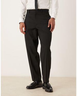 ASOS Tonal Metallic Stripes Oversized Tapered Suit Trousers - Black