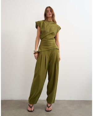 TOPSHOP Co Ord Pleated Trouser - Green