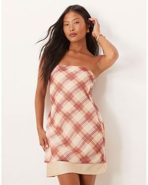 ASOS Asos Design Petite Double Layer Bandeau Mini Dress-multi - Brown