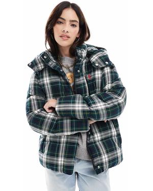 Polo Ralph Lauren Country Plaid Puffer Jacket With Logo - Blue