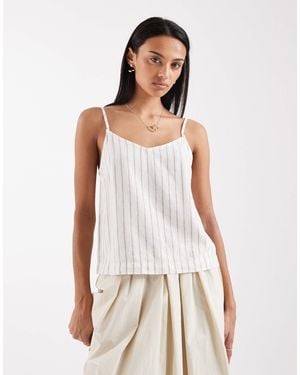 JJXX Linen-blend Stripe Cami Top - White