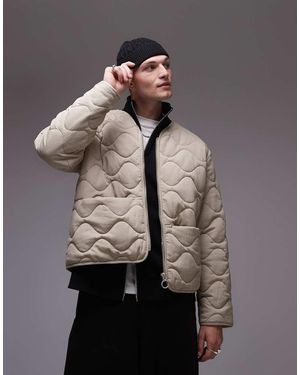 TOPMAN Giacca Bomber Trapuntata Color Stucco - Grigio