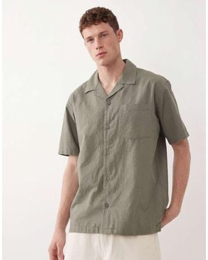Jack & Jones Premium Seersucker Short Sleeve Shirt - Grey
