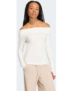 adidas Originals Off-shoulder Long Sleeve Top - White