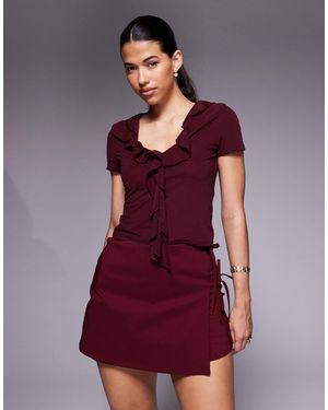 ASOS Bengaline Tie Side Skort - Red