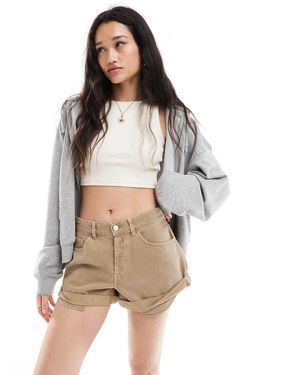 ASOS Denim Relaxed Short With Roll Hem - Natural