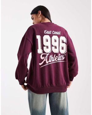 Miss Selfridge Felpa Oversize Color Prugna Con Stampa East Coast - Rosso