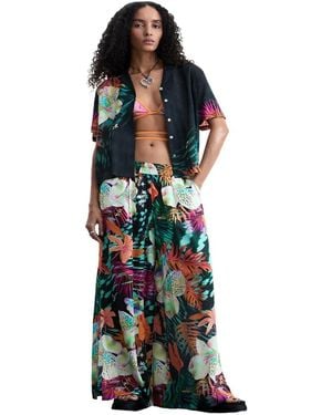 Desigual Floral Print Trousers - Black