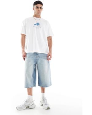 Pull&Bear – sehr weite jeansshorts - Blau