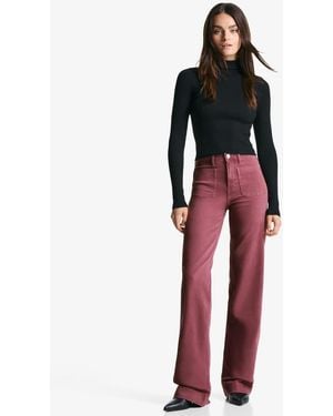 Bershka Naadloze Jeans Met Wijde Pijpen En Zakken - Rood
