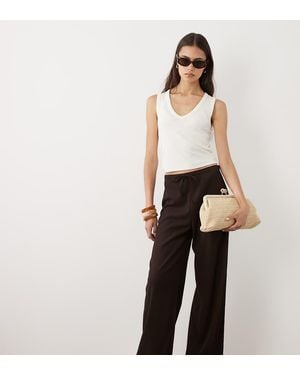 JDY Tall Pantaloni Ampi Cioccolato - Bianco