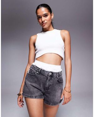 The Couture Club Denim Short Met Afneembare Boxer Tailleband - Grijs