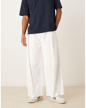 ASOS Loose Fit Pants With Deep Pleat Detail - Blue